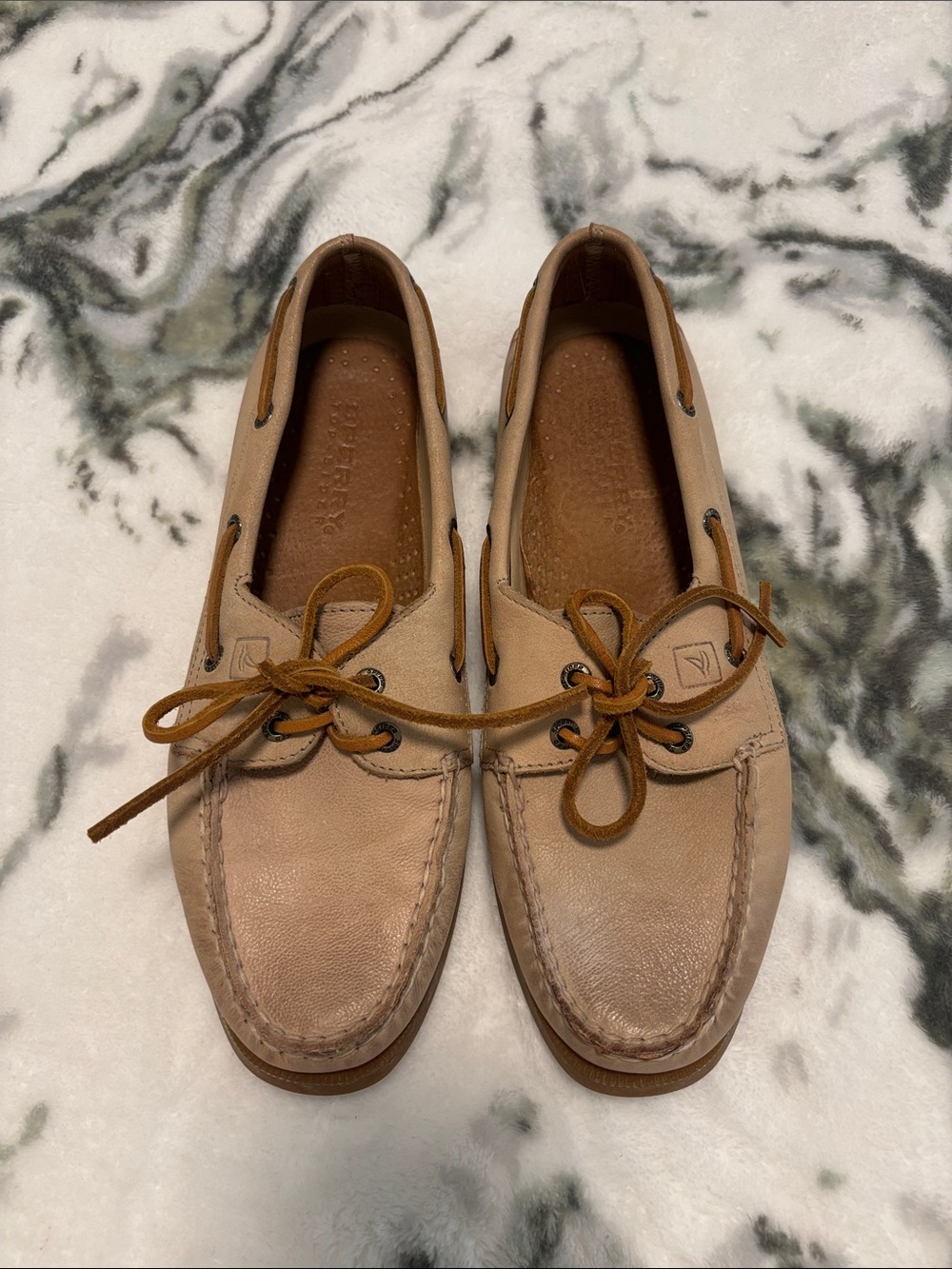 Sperry Nude/Tan Leather Boat Shoes